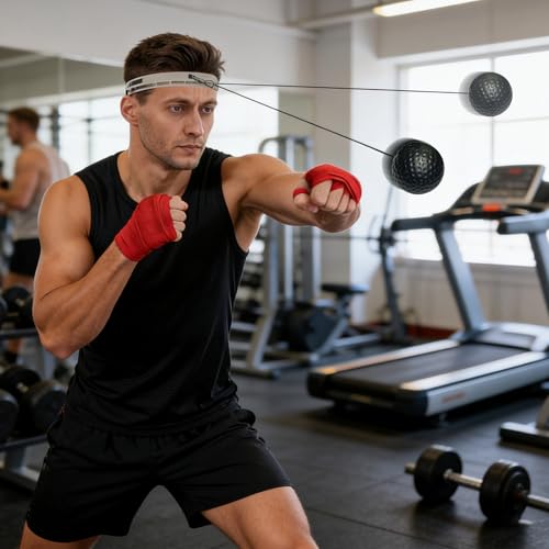 Boxing Reflex Ball, Boxing Ball Headband, Wearable Silicone Headband Strength Training Boxing Balls Set, Reaction Ball for Adults Kids Courtyard Gym Home - color: A