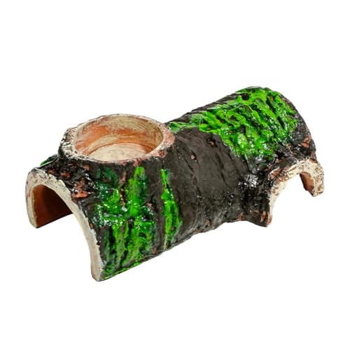 Pet Reptile Caves Hideout with Food Dish Bowl, Terrarium Ornament Habitat Shelter Decor, for Snake, Leopard Gecko, Lizard, Hermit Crab, Spider, Amphibians, Frogs, Crested Gecko, Aquarium Fish