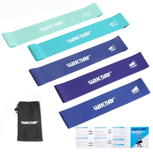 WIKDAY Resistance Bands for Working Out Exercise Loop Bands Workout Bands Set for Men Women Body Stretching, Crossfit Training, Home Workout, Physical Therapy, Booty Legs, Set of 5 - color: Blue