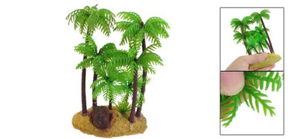 JARDIN Plastic Palm Tree Plant Underwater Aquarium Ornament, 5.4-Inch, Green/Brown