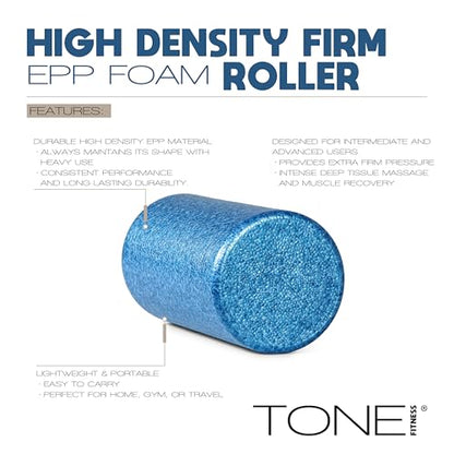TONE Fitness Firm High-Density Foam Roller for Exercise, Massage & Recovery - color: Black, size: 12 Inch