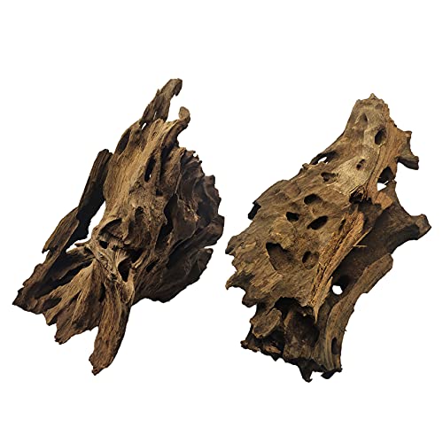 Natural Driftwood for Aquarium Decor Sinkable Reptile Wood Branches Fish Tank Log Habitat Decorations Terrarium Ornament Assorted - size: M:7-11 inches-2pcs