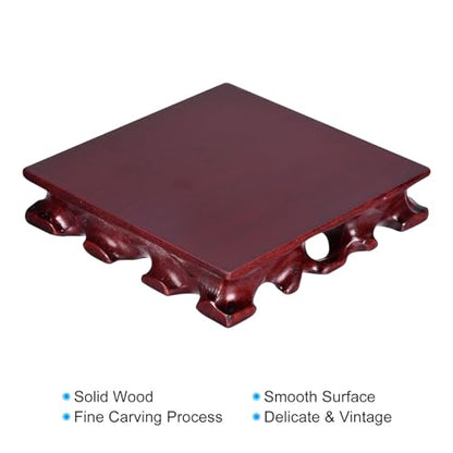PATIKIL Wooden Display Stand, 5.5 x 5.5 Inch Square Teapot Vase Bonsai Base Wood Stand Holder for Home Office Decoration - size: 5.5 x 5.5 Inch