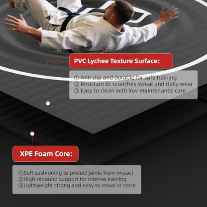 Wrestling Mat for Home Training BJJ MMA Jiu Jitsu Roll Up Mat - color: Black, size: 8FTx8FTx1.25inch
