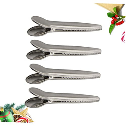 Cabilock 4pcs Multi-Functional Food Containers Lids Sealing Clips Stainless Steel File Clip Office Home Fixing Clamp