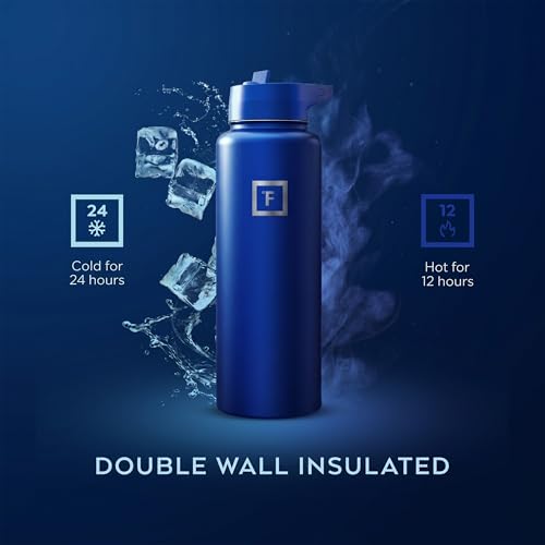 IRON °FLASK 40 oz Wide Mouth Water Bottle with Straw - color: Cobalt, style: Straw - 40 Oz (1 Lid)