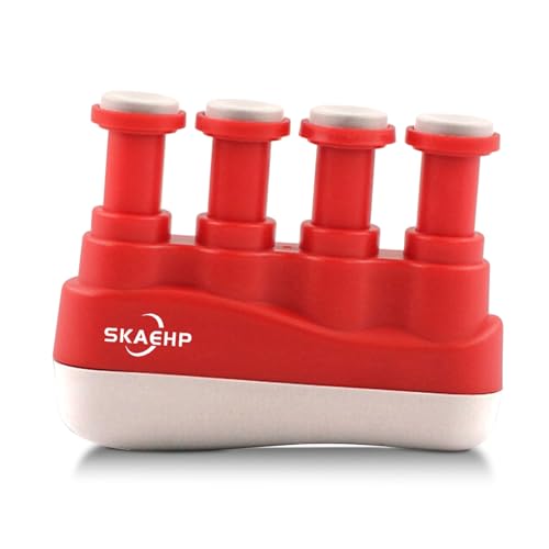Hand Exerciser - Improves flexibility and strength in fingers, hands, and forearms - Adjustable tension for each finger - Simulated guitar strings help develop calluses - Comfortable workout - color: Red and White