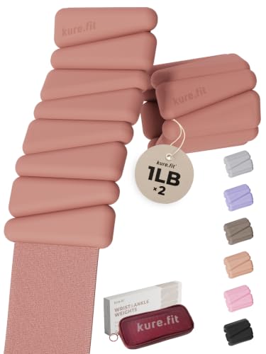 Pilates Wrist & Ankle Weights | Adjustable Weighted Bangles | 1LB/2LB Each - color: Peach, size: 1 LB
