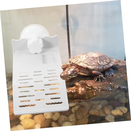 Happyyami Turtle Basking Platform Cup Climbing Dock for Turtles and Reptiles for Aquatic Habitats and Terrariums Small Sleek Design - color: White