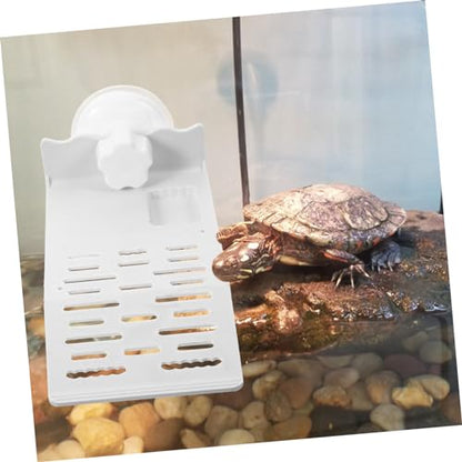 Happyyami Turtle Basking Platform Cup Climbing Dock for Turtles and Reptiles for Aquatic Habitats and Terrariums Small Sleek Design - color: White