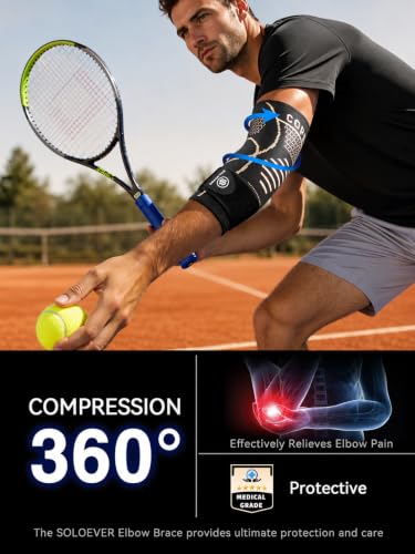 Copper Elbow Compression Sleeve for Tennis Elbow, Tendonitis, Golfers - style: Black-S
