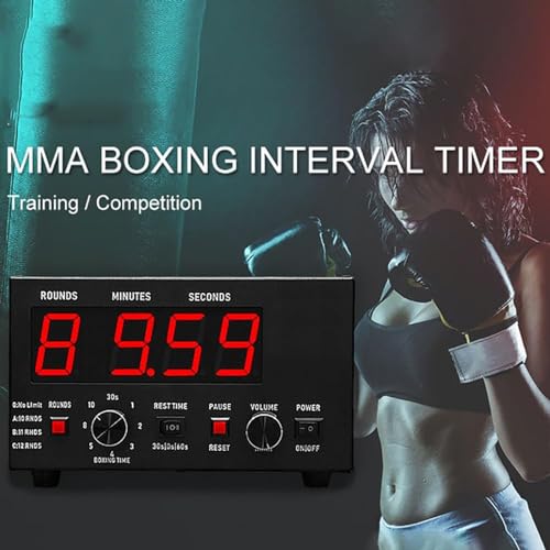 Professional Boxing Interval Timer with LED Display - Customizable 1-12 Challenge Rounds, Adjustable Buzzer, 30s-10min Workout Durations & 0/30/60s Rest Settings for Gymnastics(Green) - color: Green