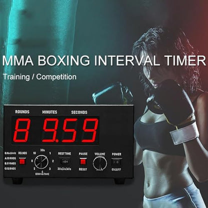 Professional Boxing Interval Timer with LED Display - Customizable 1-12 Challenge Rounds, Adjustable Buzzer, 30s-10min Workout Durations & 0/30/60s Rest Settings for Gymnastics(Green) - color: Green