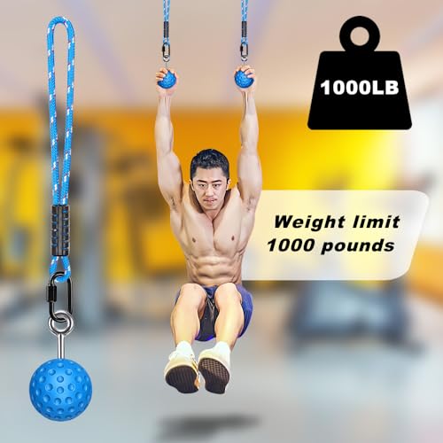 SELEWARE Pull Up Ball, Climbing Grip Attachment for Strength Training | Non-Slip Design Improves Grip Strength, Targets Forearms and Hands, Fits Chin Ups, Kettlebells and Resistance Workouts - color: Blue