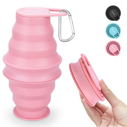 Nefeeko Collapsible Water Bottle, BPA Free Silicone Foldable Water Bottles - color: Pink, style: 1 Pack