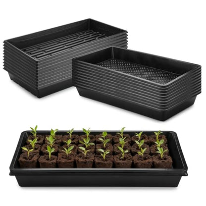 RooTrimmer 10 Pack 1020 Trays and 10 Pack 1020 Mesh Bootom Trays, 20'' x 10'', Heavy Duty Propagation Flats for Microgreens, Seed Starting, Soil Blocks, Hydroponics & Wheatgrass (10 Sets) - size: 21L x 11 W x 2.5 H