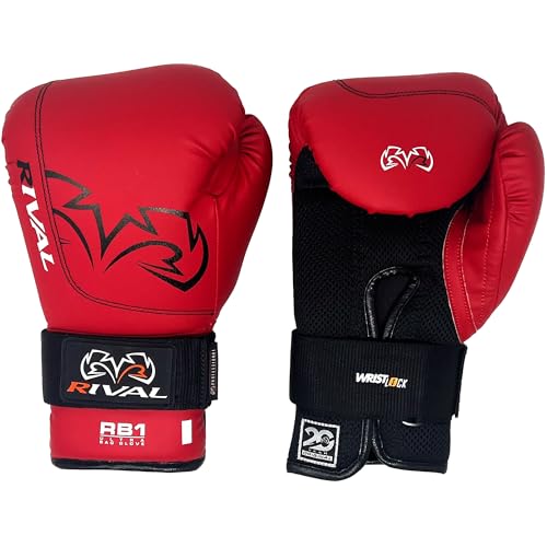 RIVAL Boxing RB1 Ultra Bag Gloves, 20th Anniversary Edition, High-Density Multi-Layered Padding and Signature Wrist Lock Strapping System - color: Red, size: Medium