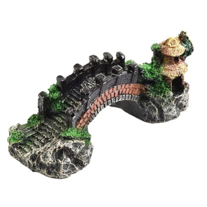 Resin Aquarium Bridge Ornament for Fish Tank Aquascaping – Natural Landscape Decoration, Water-Safe Synthetic Resin, 7.5 x 3.3 x 2.6 in, Non-Toxic & Porous for Beneficial Bacteria
