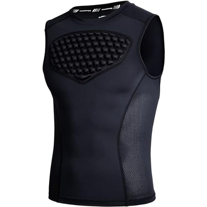 COOLOMG Adult Baseball Chest Protector Mens Padded Shirt Heart Guard - color: Black, size: Medium