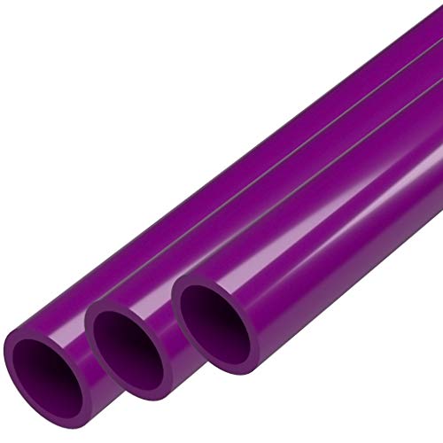 PVC Pipe, 1/2" Size, (0.840" Actual OD) Sch 40 Furniture Grade, Purple (40"L x 3-Pack) DIY Structural for Greenhouse, Garden, Dog Agility and Maker Projects - P012FGP-PU-40x3