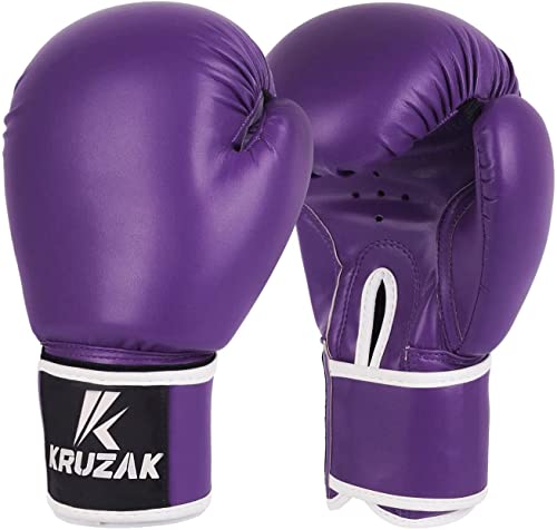 Kruzak Boxing Gloves for Kids 5-10 Years Training, Sparring, Kickboxing, Muay Thai, Martial Arts & MMA Fighting - Boys & Girls Punch Bag Mitts Training - color: Purple, size: 6 oz