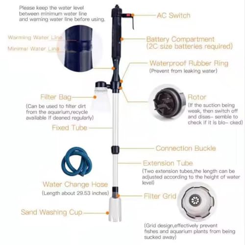 Electric Gravel Cleaner for Aquarium Cleaning Tool for Changing Water Pump Fish Tank Water Filter Pump US Plug