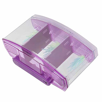 2 Betta Fish Tank With Divider, Aquarium Fish LED Acrylic Three Divisions Breeding Isolation Box for Small Fishes Aquarium Fish ()