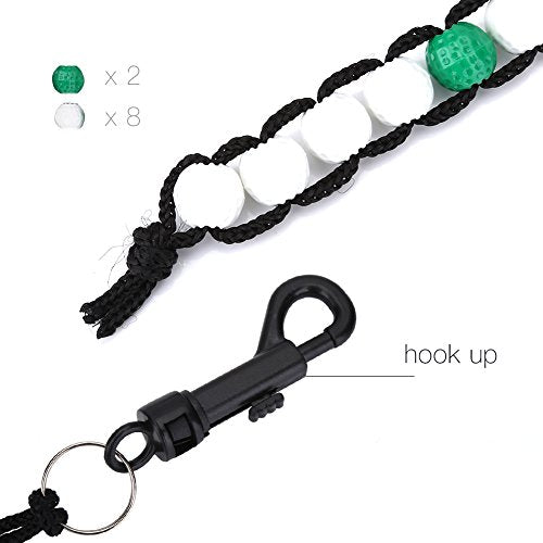 Dioche Golf Score Stroke Counter, Golf Beads Green Stroke Shot Score Counter Keeper with Clip