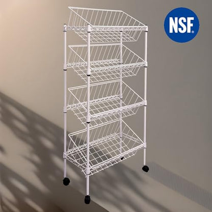NSF white 4-layer storage rack, kitchen basket rack, vegetable tableware sorting, laundry room dirty clothes storage, detachable storage basket, multifunctional household epoxy resin - size: 4-White DIY basket