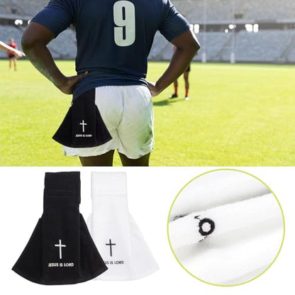 2 Pcs Cotton Christian Cross Football Towel with Hook and Loop