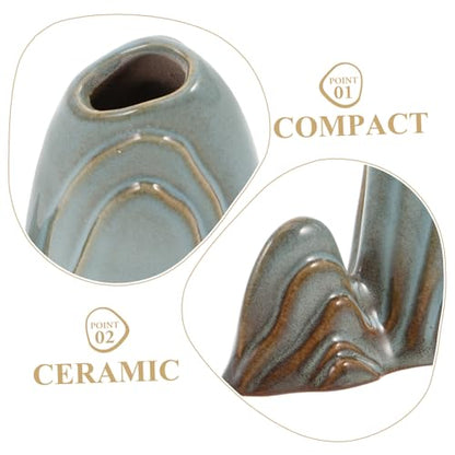 ORFOFE Ceramic Mini Mountain Decor Multifunctional Fish Tank Landscape Ornament Zen Garden Accessory for Home and Office Unique Brush Holder for Dining Room Table