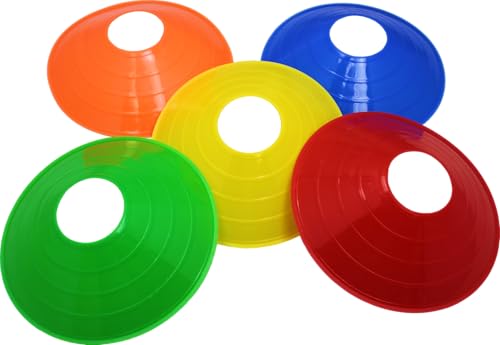 BlueDot Trading Pro Disc Cones High Visibility for Sports, Agility Training, Soccer, Football, Basketball, and Other Sports Durable Cone Markers for Adults or Kids (100-Pack), Red