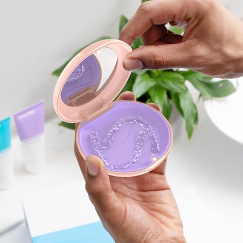 2 Pack Retainer Case with Mirror, Aligner Case Kit for Invisalign - color: 2 Pack - PinkMirror