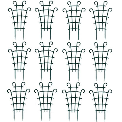 12 Pack Trellis for Potted Plants, Garden Trellis for Climbing Plants Plastic Mini Climbing Plant Trellis Flower Pots Support Stackable Trellis for Climbing Plants Peas, Dark Green