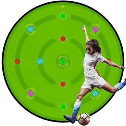 1.4M Agility Training Soccer Training Mat,10MM Thickness Non-Slip Football Skills Footstep Mat,with 13 Reaction Training Lights - 7 Training Modes,for Kids/Adult Fitness, Sports Training