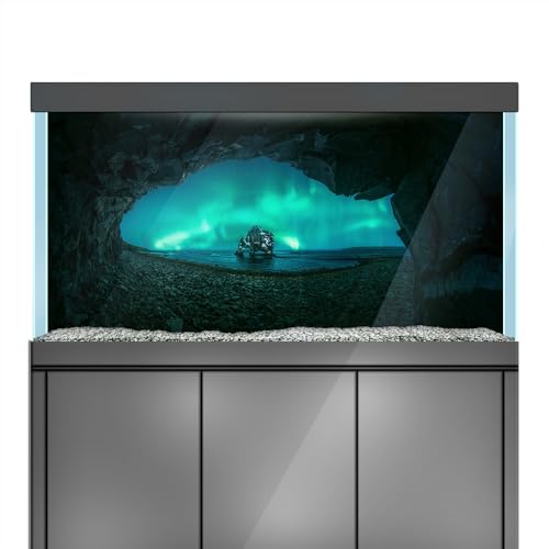 Aquarium Background Stickers - Aurora Cave Rock - Fish Tank Reptile Terrarium Decor Poster (60 x 40 cm / (23.6 x 15.7 inches))