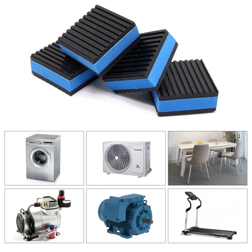 Rubber Anti Vibration Pads, Heavy Duty Mechanical Vibration Isolator Pads for Washing Machine, Dryer Air Conditioner (2" × 2" × 7/8", 4pcs) - size: 2" × 2" × 7/8"