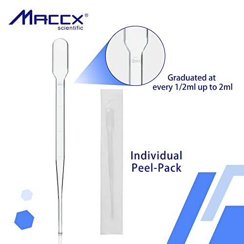 100pcs Sterile Transfer Pipettes, Vol. 5ml, 2ml Graduated, 155mm Long, Essential Oils Pipettes, Low-Density Polyethylene Material, Individual Peel-Pack, TPP5155-100 - style: Vol.5ml