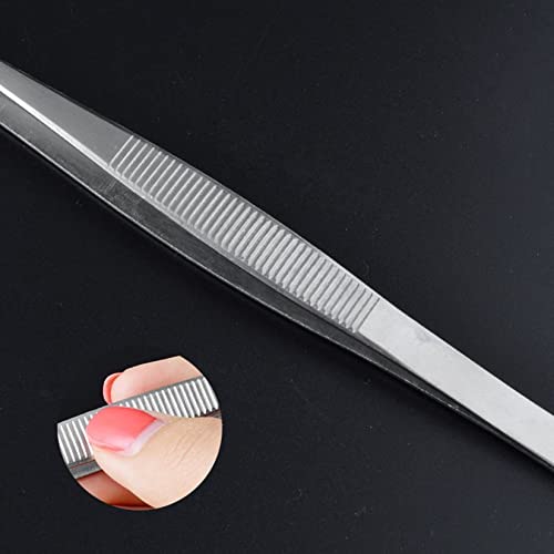 5 Inch Bent Tip Long Forceps Tweezers, Serrated Flat Tips Precision Curved Surgical Tongs Jewelers Needle Metal Sewing Sharp Kitchen Cooking Tweezers With Teeth Knurled Handles (1PCS-125mm) - color: Bent -1pcs-5inch