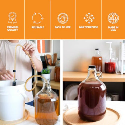 Fastrack 4-Pack 1 Gallon Glass Jug Set (128 oz) w/ Polyseal Caps | Multipurpose 1 Gallon Jug, & Detergent Dispenser for Laundry, Glass Jar for Liquids, Water & Juice - size: 4 Count (128 oz per bottle)