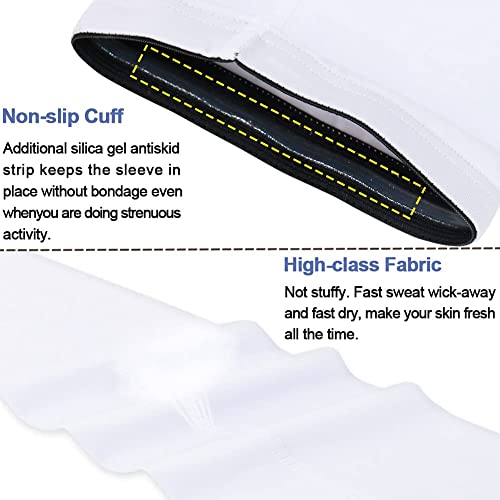 beister UV Protection Arm Sleeves for Men & Women, UPF 61+ Cooling Cover - color: White, size: Large