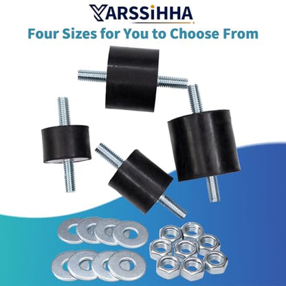 4 Pack M8 Anti-Vibration Rubber Isolator Mounts, 30x20mm Rubber Studs Shock Absorber, Cylindrical Vibration Isolators for Diesel Engines, Air Compressors, Vibration Motor