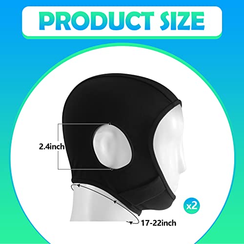 2 Pcs Wrestling Hair Cover Cap Grappling Hair Cap Black Full Cover Wrestling Headgear with Chin and Open Ears for MMA BJJ Judo Women Men
