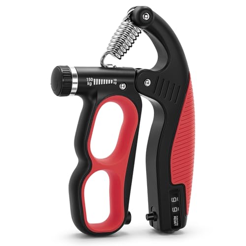 Grip Strength Trainer Adjustable 22-330 lbs, Hand Gripper Strengthener with Counter, Heavy Duty Forearm Strengthener, Wrist & Finger Exerciser, Grip Trainer for Hand Strength, Rehab & Workout, Red