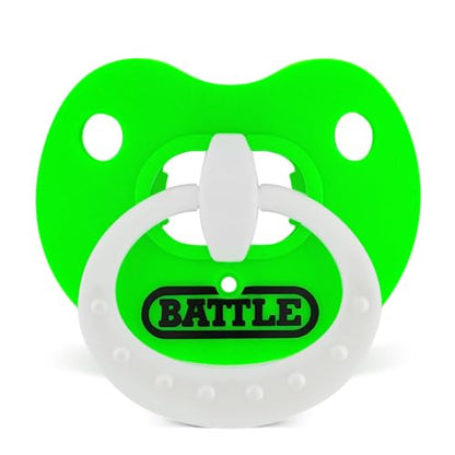 Battle Binky Oxygen Football Mouthguard | Maximum protection for safe secure fit, Built-in airflow channels, No boiling required, Advanced composite material - color: Neon Green/White