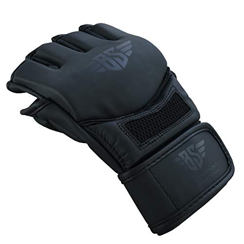 MMA Gloves, UFC Kickboxing Gloves, MMA Sparring Gloves, MMA Training Equipment, Fighting Gloves for Mixed Martial-Arts, MMA Training Gloves Adults Men & Women by BeSmart - color: Matte Black Mesh, size: X-Large