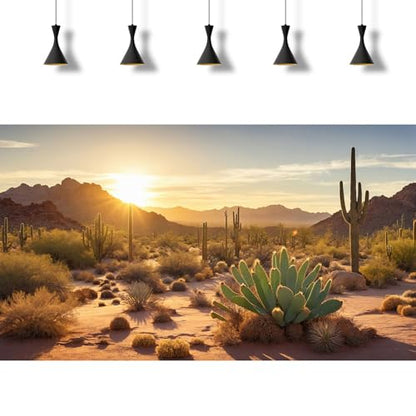 2 Packs Desert Mountain Reptile Tank Background Sunset Desert Gobi Cacti Sand Dunes Aquarium Background Saguaro Sandstone Rock Mountain Range Scenery Aquarium Reptile Enclosure Backgrounds 36x18in