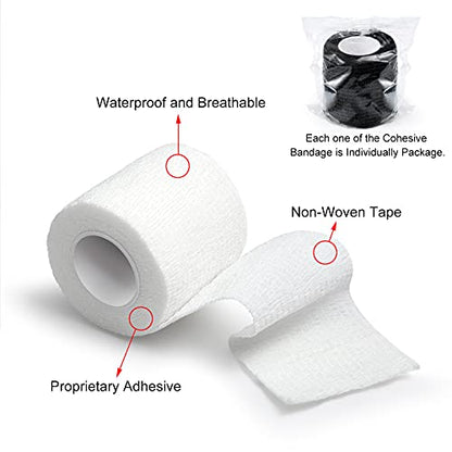 FRESINIDER 16 Rolls Self Adhesive Wrap Athletic Tape Gauze,Medical Bandage,Breathable Elastic Cohesive Bandage for Sports Injury & Pet (Rainbow) - color: Rainbow