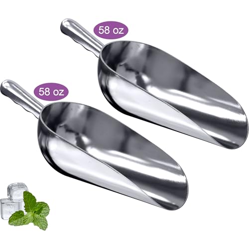 Elsa - 58-Ounce Aluminum Ice Scoops (Set of 2), Cast Aluminum Utility Scoops, Food-Grade, Good for Home and Commercial Use, NOT Dishwasher-Safe, Hand-Wash Recommended