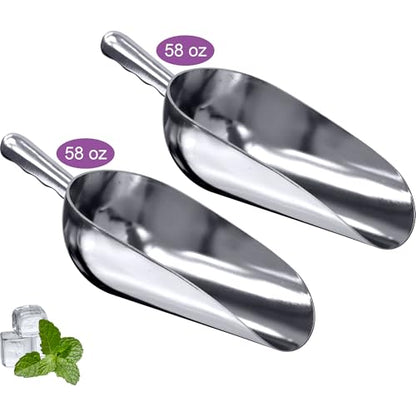 Elsa - 58-Ounce Aluminum Ice Scoops (Set of 2), Cast Aluminum Utility Scoops, Food-Grade, Good for Home and Commercial Use, NOT Dishwasher-Safe, Hand-Wash Recommended